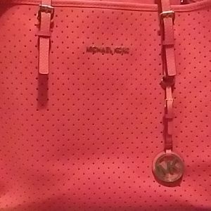Michael Kors MK Perforated Hot Pink Tote Bag
